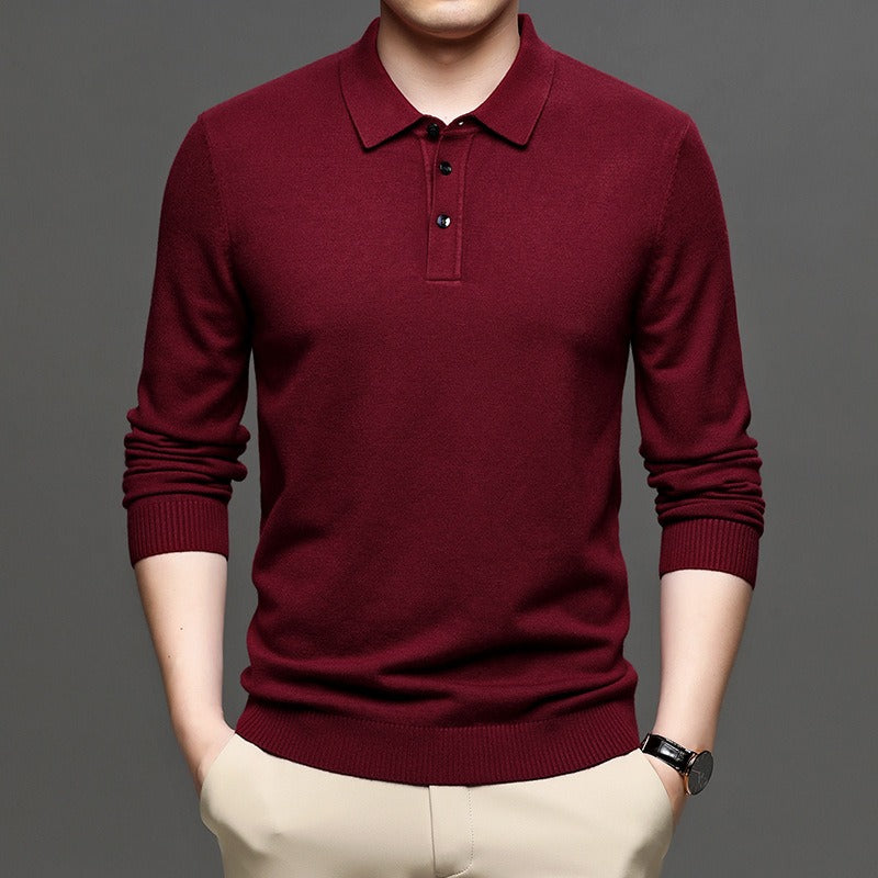 Maglione da uomo con colletto a risvolto in maglia
