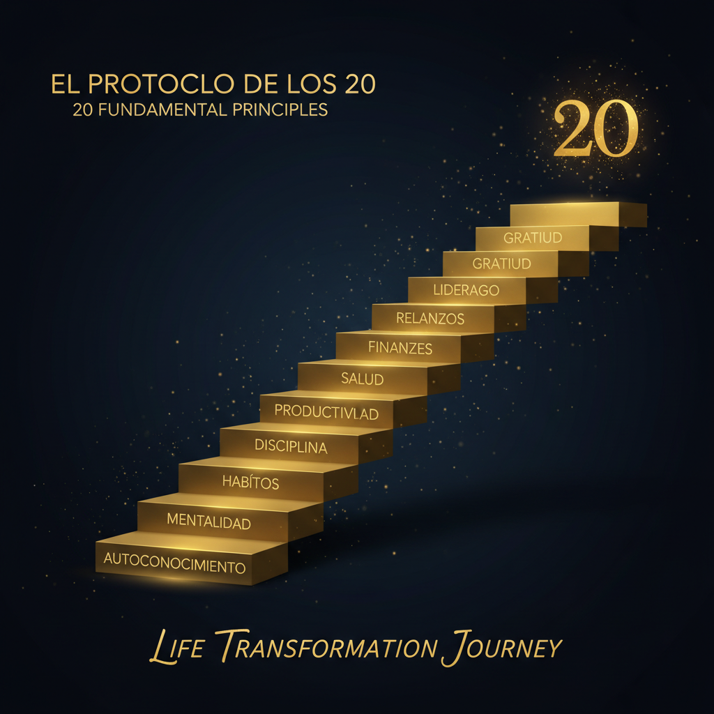 Infografía escalera con los 20 principios del Protocolo de los 20