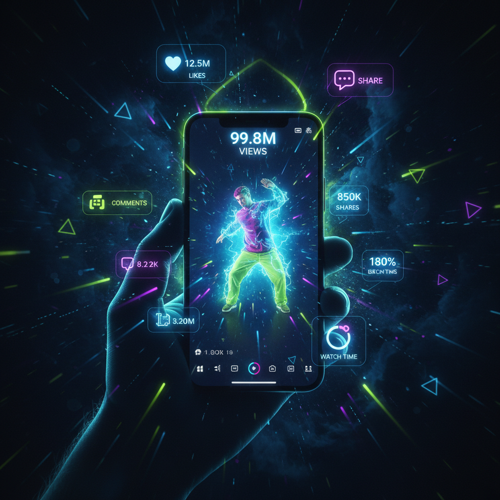 Smartphone showing TikTok video going viral with millions of views