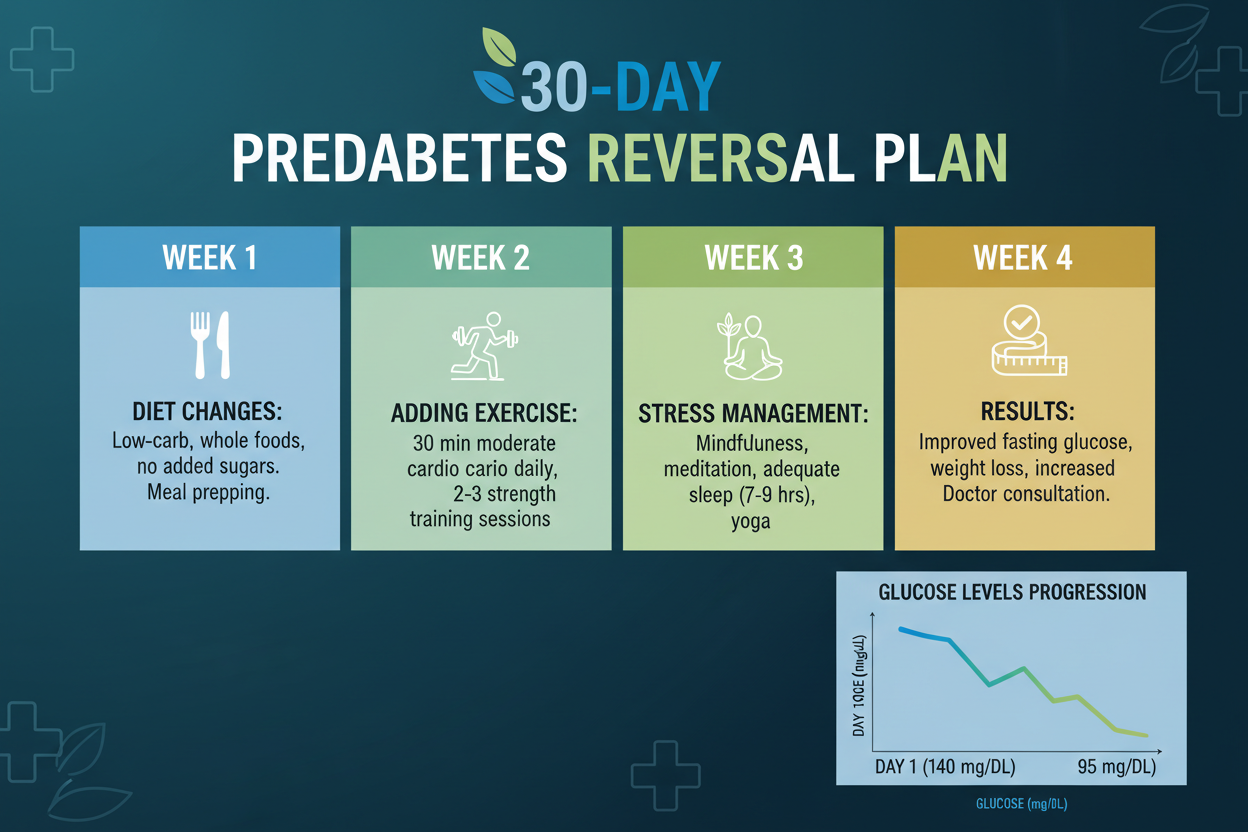 Infografía calendario del plan de 30 días para revertir la prediabetes