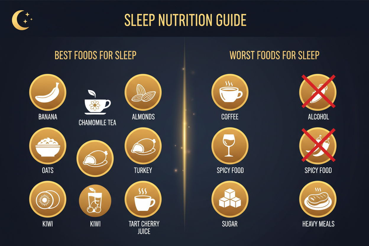 Infografía con los mejores y peores alimentos para dormir bien