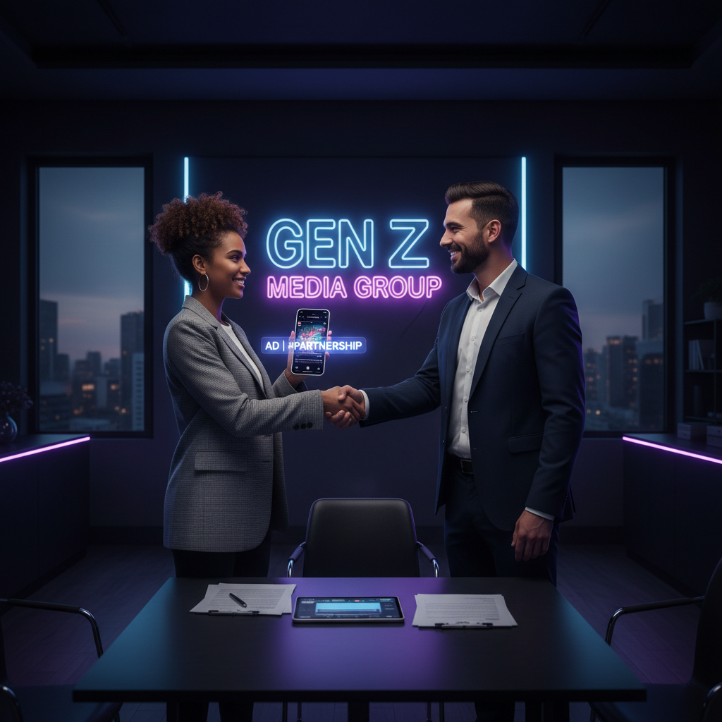 Influencer and brand representative shaking hands