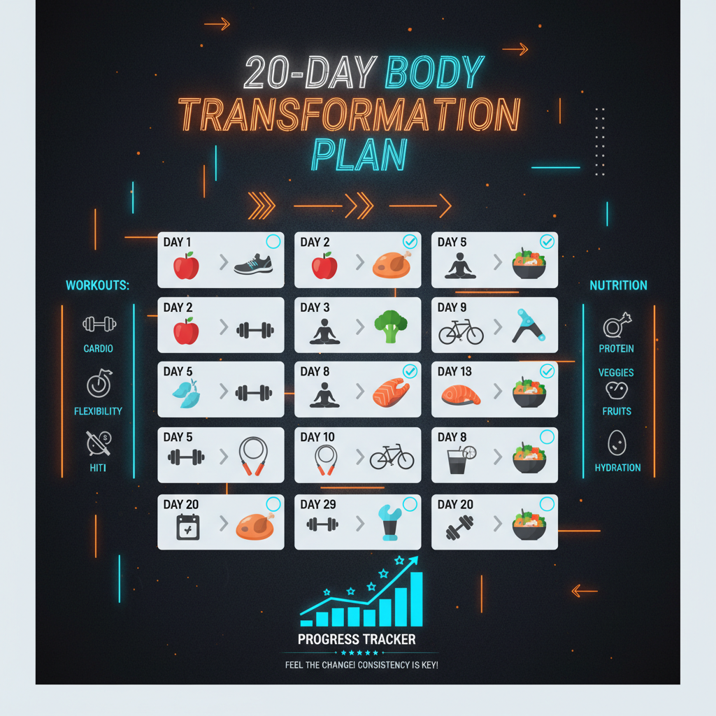 Infografía del plan de transformación corporal de 20 días