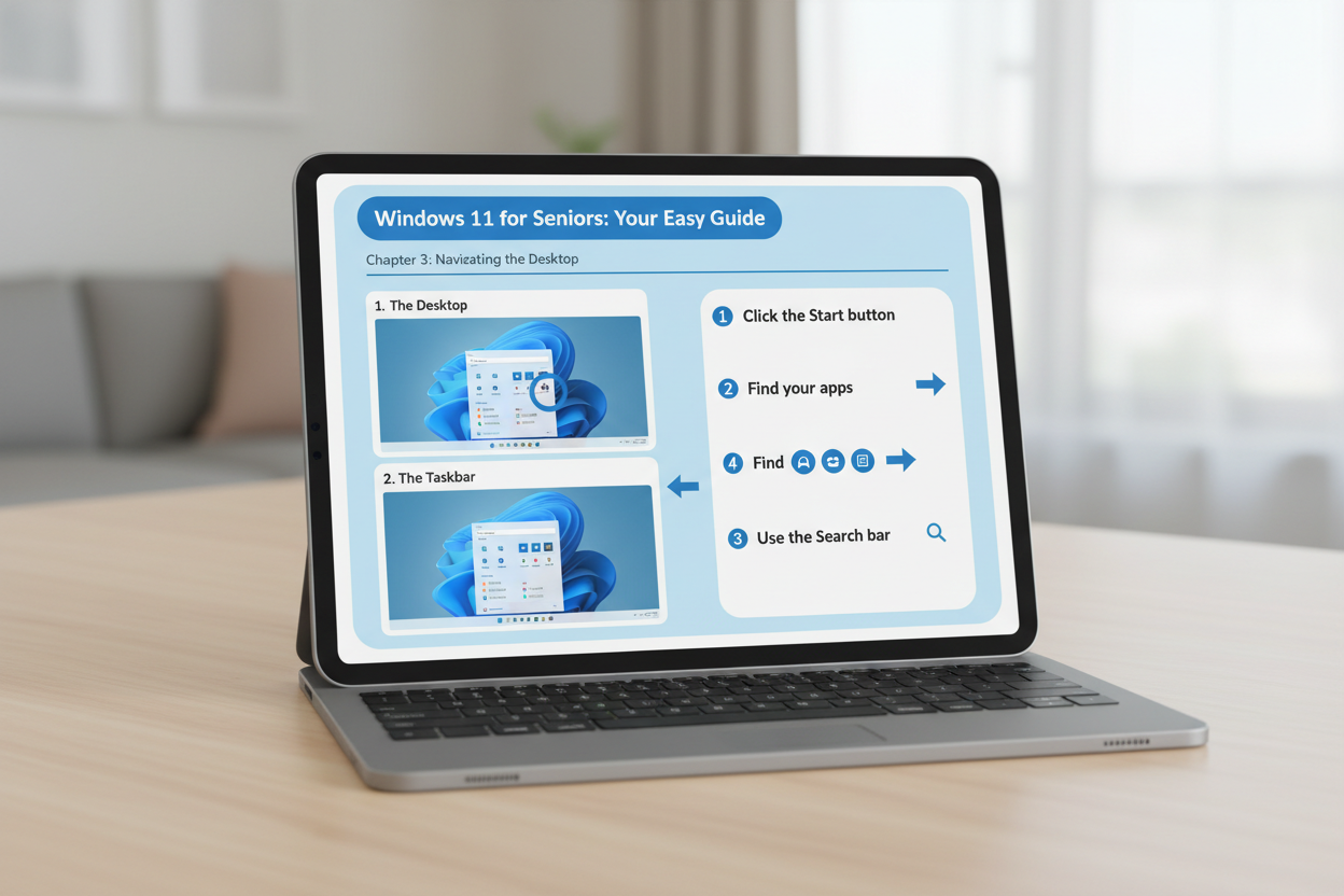 Interior preview of Windows 11 for Seniors ebook showing step-by-step tutorial