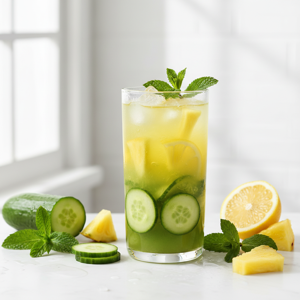 Refreshing green tropical detox juice for weight loss