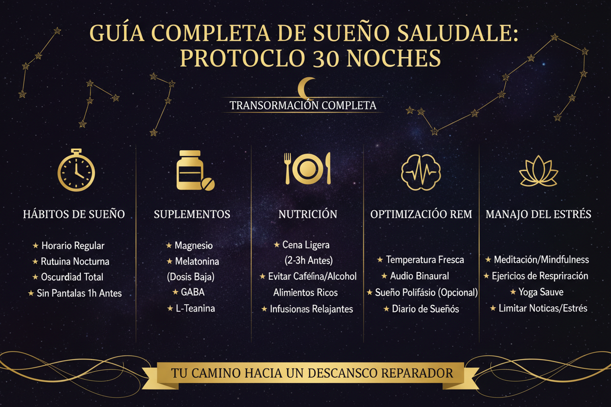 Infografía del plan completo de transformación del sueño en 30 noches