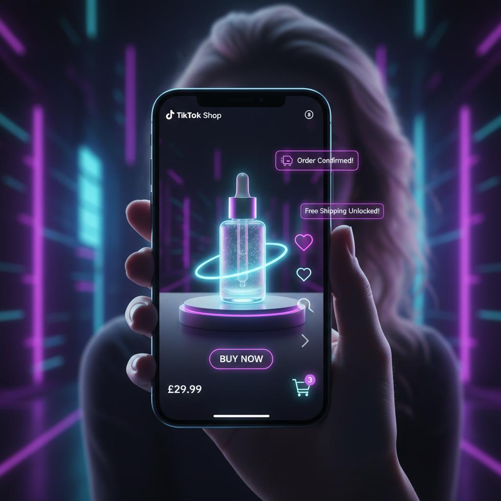 TikTok shoppable video with product buy button and order notifications