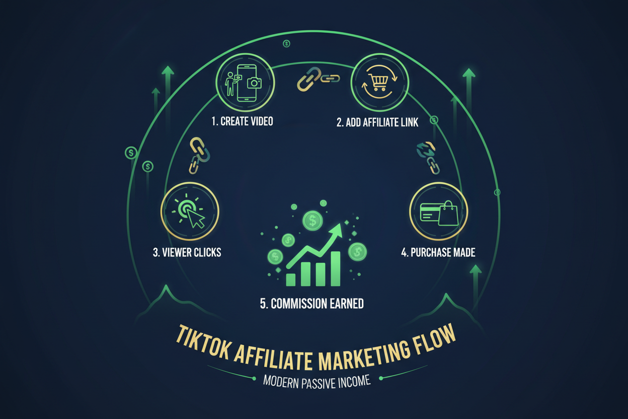 Infographic showing TikTok affiliate marketing commission flow