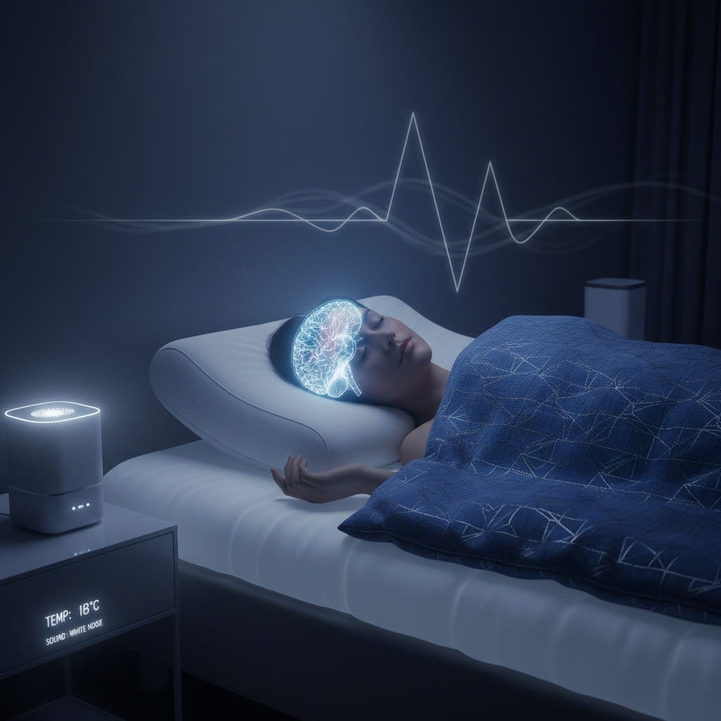 Persona durmiendo profundamente en habitación perfectamente optimizada para el sueño
